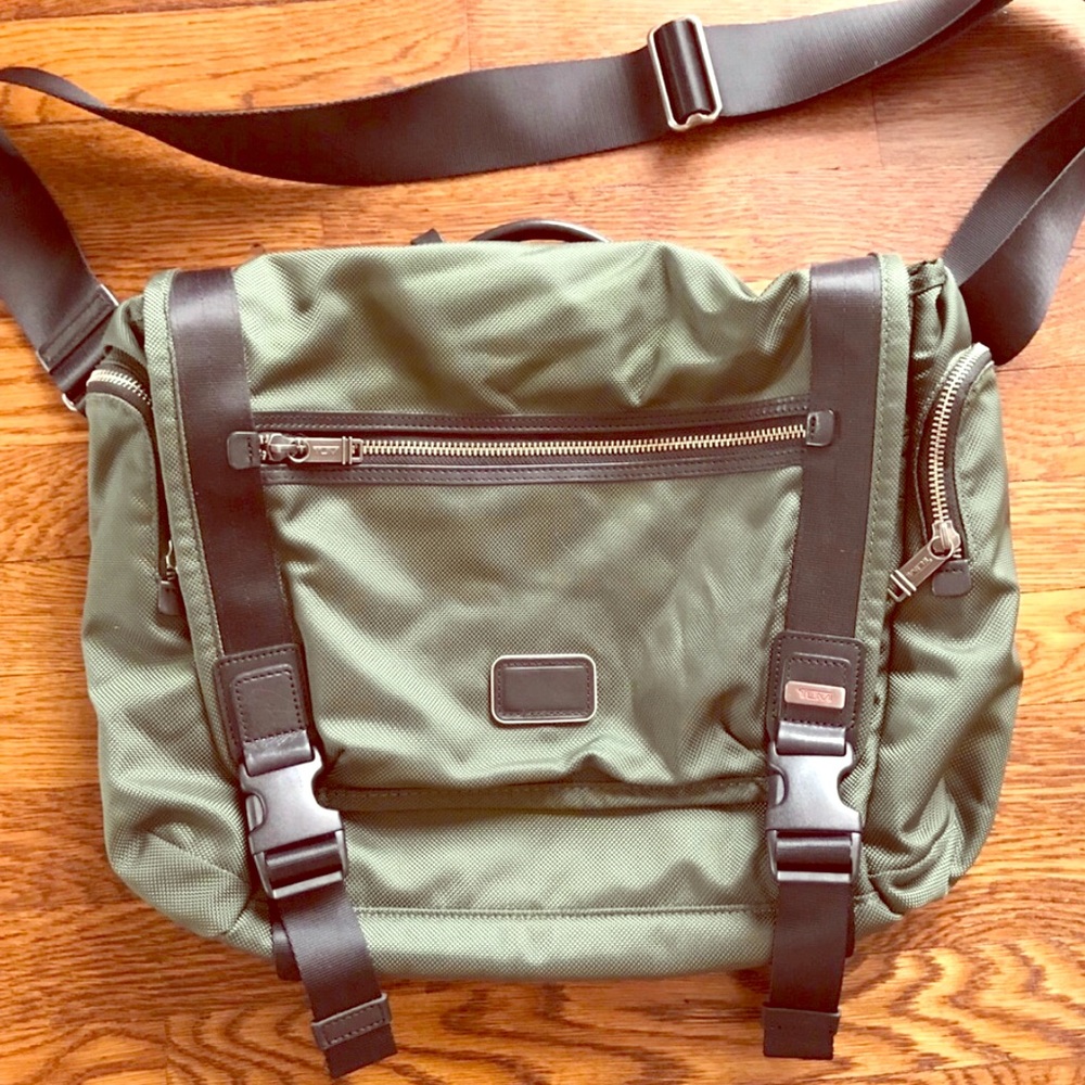 Tumi Army Green Messenger Bag